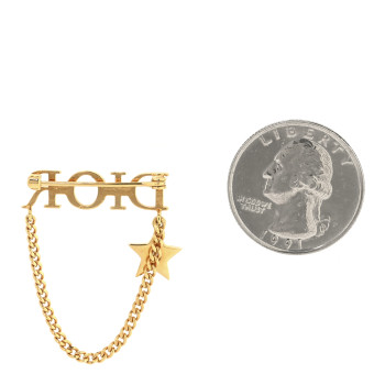 CHRISTIAN DIOR Metal Crystal Logo Dio(r)evolution Chain Brooch Gold CHRISTIAN DIOR Metal Crystal Logo Dio(r)evolution Chain Brooch Gold