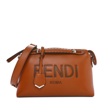 FENDI Vitello King Logo Embossed Medium By The Way Boston Bag Cuoio