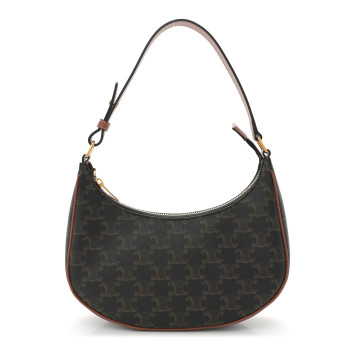 CELINE Triomphe Canvas Calfskin Ava Shoulder Bag Tan