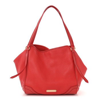 BURBERRY Grainy Calfskin Small Canterbury Tote Red