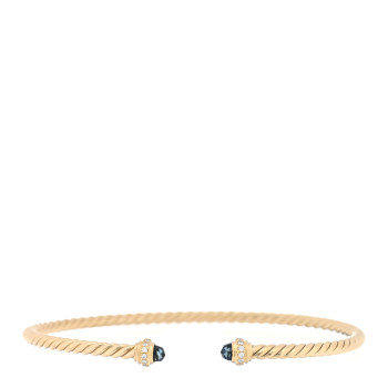 DAVID YURMAN 18K Yellow Gold Diamond Hampton Blue Topaz 3mm Cablespira Bracelet DAVID YURMAN 18K Yellow Gold Diamond Hampton Blue Topaz 3mm Cablespira Bracelet