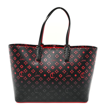 CHRISTIAN LOUBOUTIN Perforated Calfskin Degrade Loubinthesky East West Cabata Tote Black Red