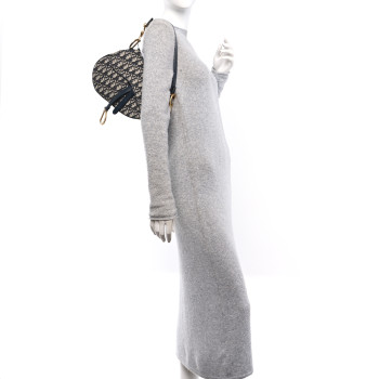 CHRISTIAN DIOR Oblique Saddle Bag Blue CHRISTIAN DIOR Oblique Saddle Bag Blue