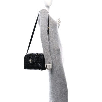 CHRISTIAN DIOR Calfskin Macrocannage Groove 25 Bag Black CHRISTIAN DIOR Calfskin Macrocannage Groove 25 Bag Black