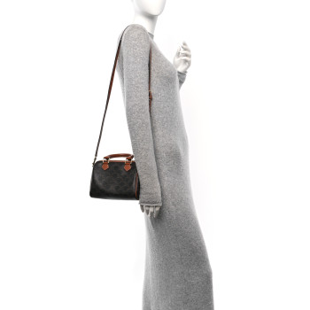 CELINE Triomphe Canvas Calfskin Small Boston Bag Tan