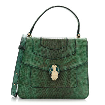 BULGARI Shiny Karung Serpenti Forever Top Handle Green BULGARI Shiny Karung Serpenti Forever Top Handle Green