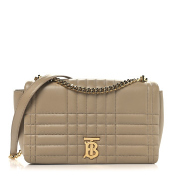 BURBERRY Lambskin Quilted Medium Lola Bag Oat Beige