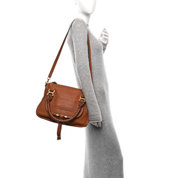 CHLOE Calfskin Medium Marcie Satchel Tan