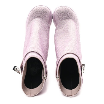 GIVENCHY Suede Strass Shark Lock Biker Ankle Boots 40 Pink