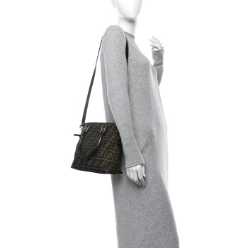 FENDI Zucca Top Handle Shoulder Bag Tote Tobacco