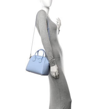 GIVENCHY Shiny Lord Calfskin Mini Antigona Baby Blue