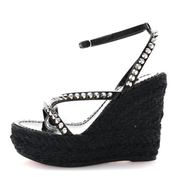 CHRISTIAN LOUBOUTIN Patent Mafaldina 120 Wedge Sandals 35 Black