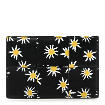 BOTTEGA VENETA Nappa Maxi Intrecciato Daisy Print Card Holder Black