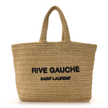 SAINT LAURENT Raffia Rive Gauche Tote Natural