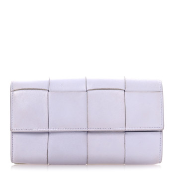 BOTTEGA VENETA Lambskin Maxi Intreccio Cassette Flap Wallet Mirth Washed