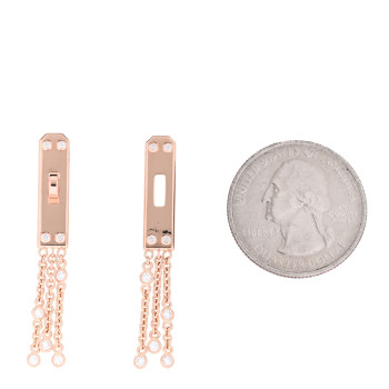 HERMES 18K Rose Gold Diamond Kelly Gavroche Earrings