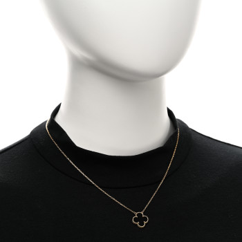 VAN CLEEF & ARPELS 18K Yellow Gold Black Onyx Vintage Alhambra Pendant Necklace