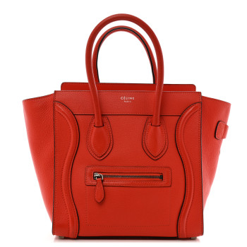 CELINE Pebbled Calfskin Micro Luggage Vermillion