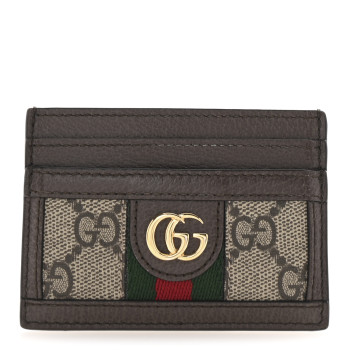 GUCCI GG Supreme Monogram Ophidia Card Holder Brown