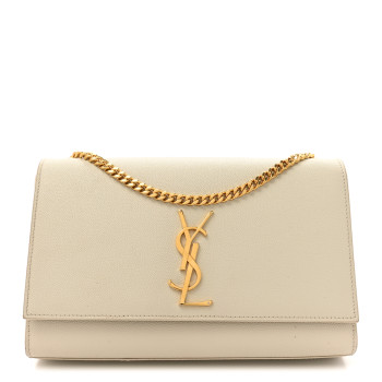 SAINT LAURENT Grain De Poudre Medium Classic Monogram Kate Satchel Crema Soft