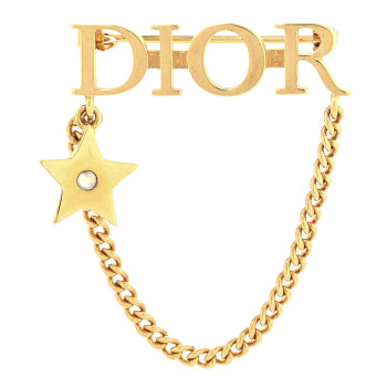 CHRISTIAN DIOR Metal Crystal Logo Dio(r)evolution Chain Brooch Gold CHRISTIAN DIOR Metal Crystal Logo Dio(r)evolution Chain Brooch Gold