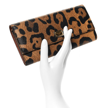 DOLCE & GABBANA Dauphine Leopard Print Flap Wallet
