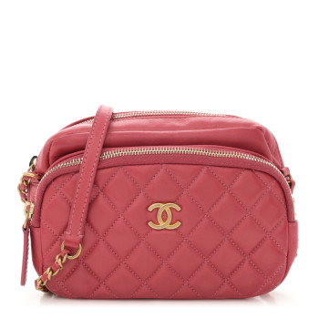 CHANEL Calfskin Quilted Day Trips Camera Case Pink