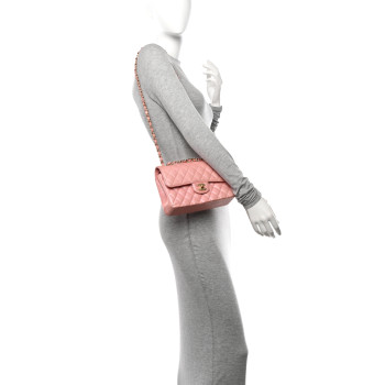 CHANEL Iridescent Caviar Quilted Small Double Flap Pink