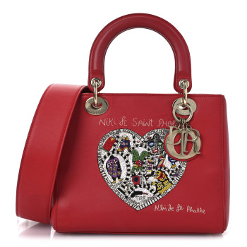 CHRISTIAN DIOR Calfskin Niki De Saint Phalle Medium Supple Lady Dior Red CHRISTIAN DIOR Calfskin Niki De Saint Phalle Medium Supple Lady Dior Red