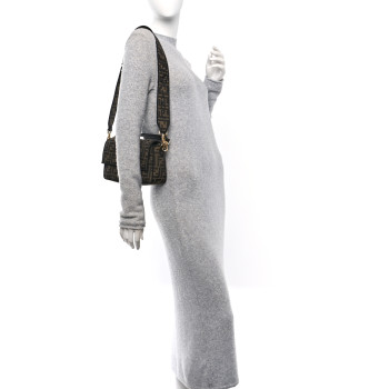 FENDI Fabric Jacquard FF 1974 Medium Baguette Tobacco Moro Black