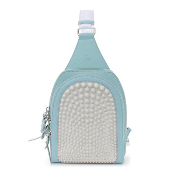 CHRISTIAN LOUBOUTIN Calfskin Mens Loubifunk Spiked Bag White Mineral