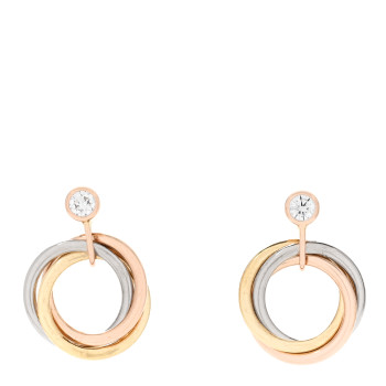 CARTIER 18K Pink Yellow White Gold Diamond Trinity Drop Earrings CARTIER 18K Pink Yellow White Gold Diamond Trinity Drop Earrings