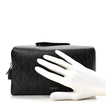 CHRISTIAN DIOR Canvas CD Diamond Lingot Toiletry Pouch Black CHRISTIAN DIOR Canvas CD Diamond Lingot Toiletry Pouch Black