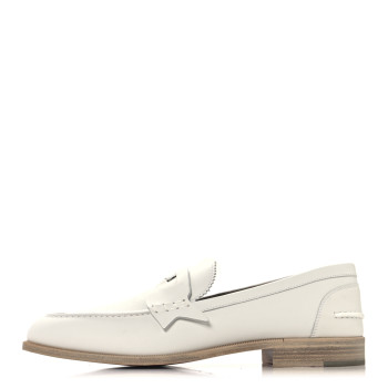 CHRISTIAN LOUBOUTIN Calfskin Mens Penny Flat Loafers 43 White