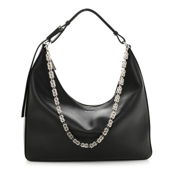 GIVENCHY Smooth Calfskin Medium Moon Cut Out Shoulder Bag Black