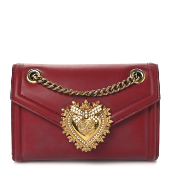 DOLCE & GABBANA Smooth Calfskin Mini Devotion Crossbody Bag Rosso Papavero