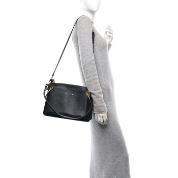 CHLOE Calfskin Suede Medium Roy Bag Black