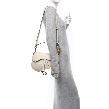 CHRISTIAN DIOR Grained Calfskin Saddle Bag With Strap Latte CHRISTIAN DIOR Grained Calfskin Saddle Bag With Strap Latte