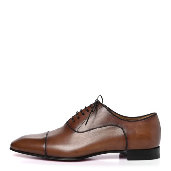 CHRISTIAN LOUBOUTIN Calfskin Mens Greggo Flat Oxfords 42.5 Brown