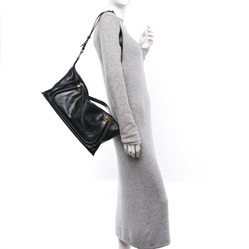 CHLOE Natural Shiny Calfskin Large Paraty 24 Bag Black