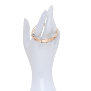 CARTIER 18K Pink White Gold 12 Diamond Double LOVE Bracelet 17 CARTIER 18K Pink White Gold 12 Diamond Double LOVE Bracelet 17