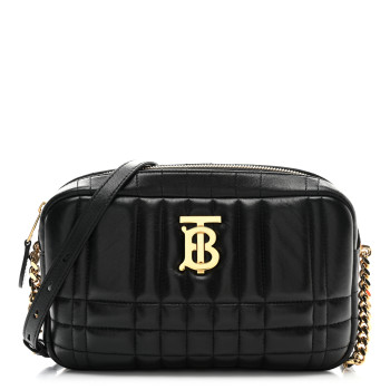 BURBERRY Calfskin Quilted Small Lola Camera Bag Black