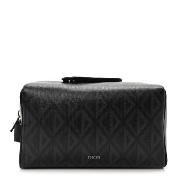 CHRISTIAN DIOR Canvas CD Diamond Lingot Toiletry Pouch Black CHRISTIAN DIOR Canvas CD Diamond Lingot Toiletry Pouch Black
