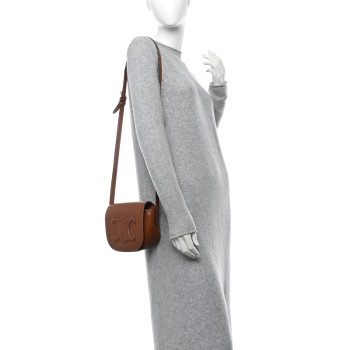 CELINE Smooth Calfskin Cuir Triomphe Folco Crossbody Bag Tan