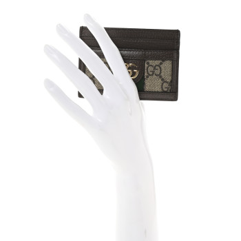 GUCCI GG Supreme Monogram Ophidia Card Holder Brown