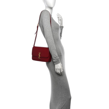 SAINT LAURENT Box Calfskin Monogram Medium Solferino Satchel Rouge Opyum