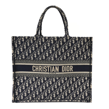 CHRISTIAN DIOR Oblique Large Book Tote Blue Multicolor CHRISTIAN DIOR Oblique Large Book Tote Blue Multicolor