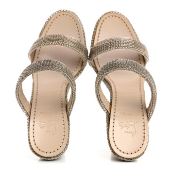 CHRISTIAN LOUBOUTIN Rope Chain Cadena 140 Platform Wedge Sandals 38 Silver Grezzo