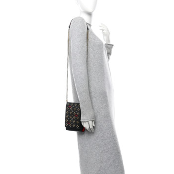 CHRISTIAN LOUBOUTIN Calfskin Spikes Loubinthesky Paloma Crossbody Phone Case Black Multicolor