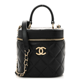 CHANEL Lambskin Quilted Trendy Vanity Case Black